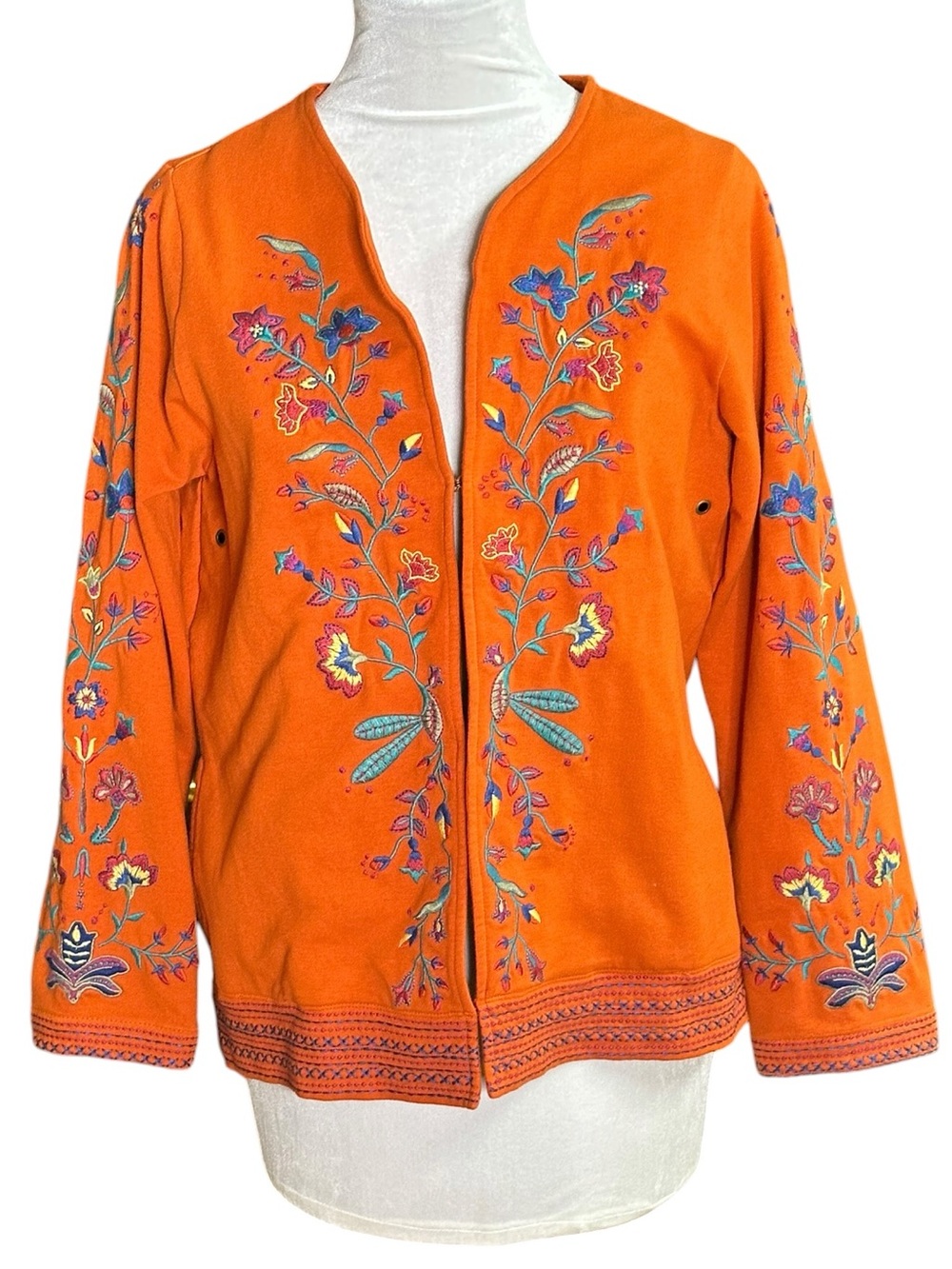 JW Los Angeles Women’s Orange Embroidered Jacket. Size Small.